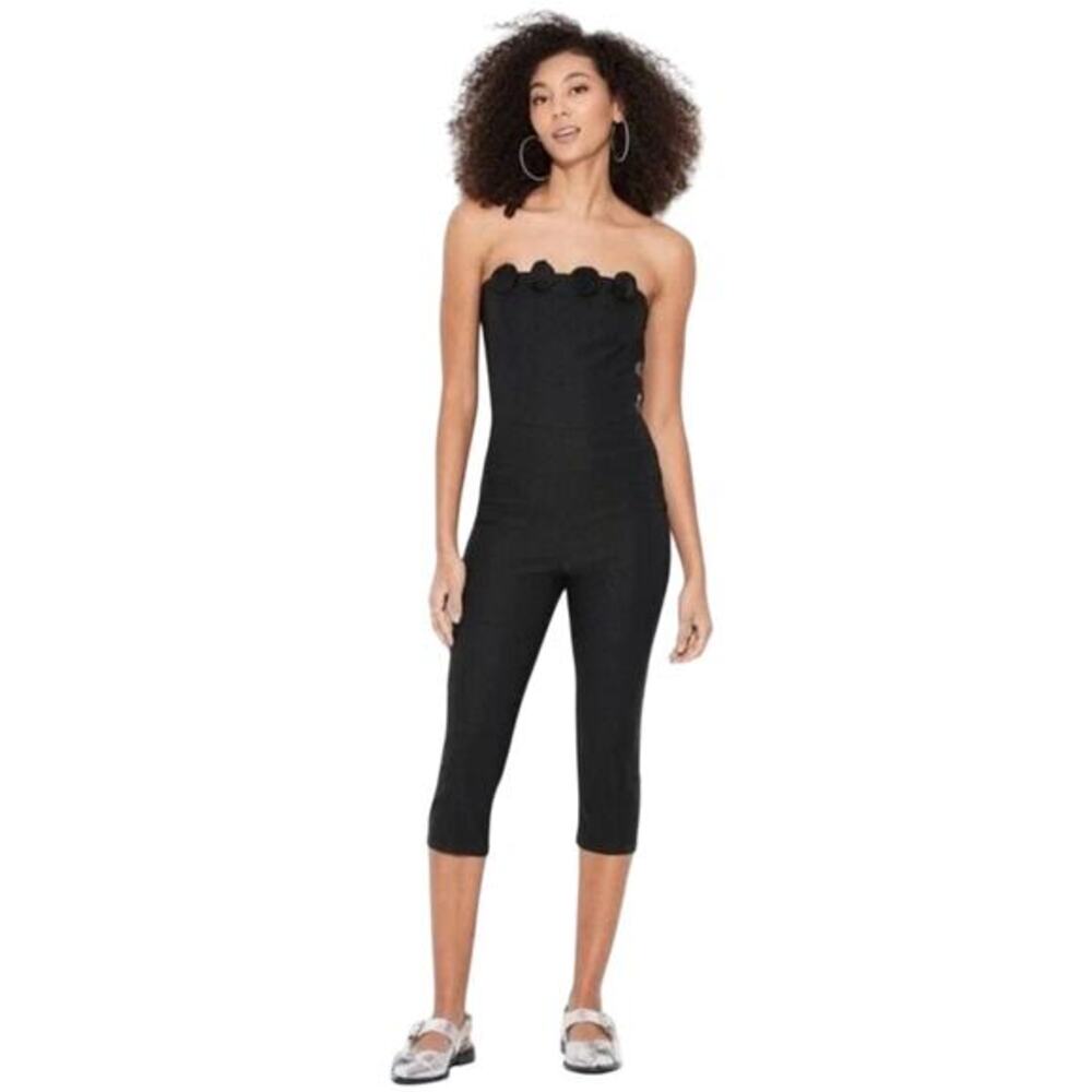 Wild Fable Women's Rosette Capri Jumpsuit Black‎ Size Medium